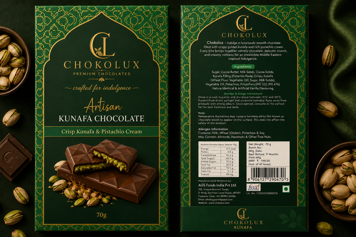 ChokoLux Artisan Kunafa Chocolate – 70g
