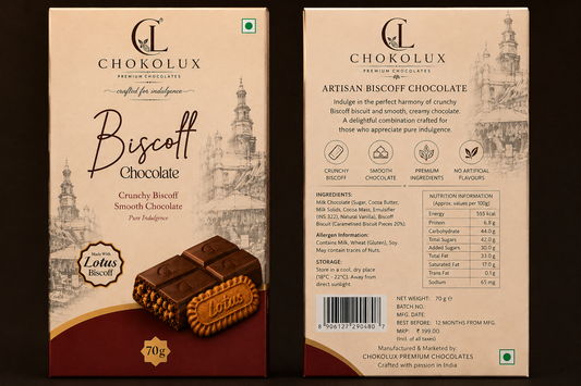 ChokoLux Artisan Biscoff Chocolate Bar – 70g