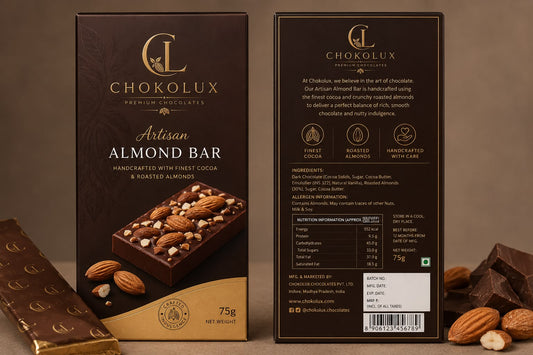 ChokoLux Artisan Almond Chocolate Bar – 70g