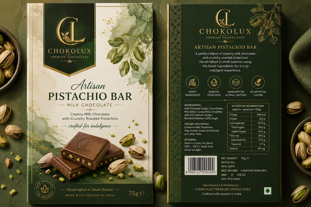 ChokoLux Artisan Pistachio Bar – 70g